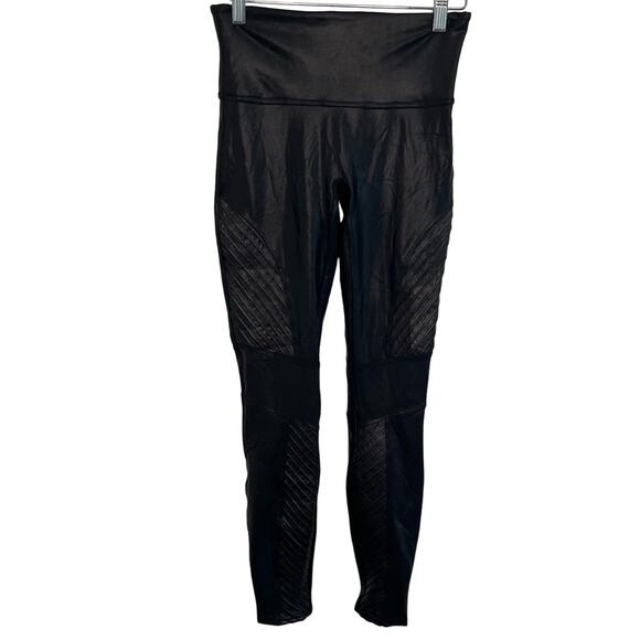 SPANX Moto faux-leather leggings Size Medium Bikercore Black - Picture 4 of 10